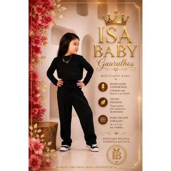 Conjunto frio inverno, blusa + calça infantil e juvenil menina estilosa