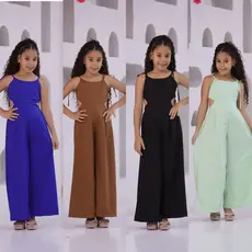 Macacão longo pantalona liso menina 04, 06, 08, 10, 12, 14 e 16 anos moderno e casual