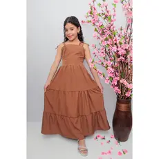 Vestido longo liso laço três Marias juvenil