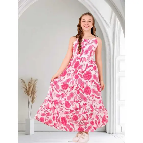 Vestido longo farme juvenil amarração