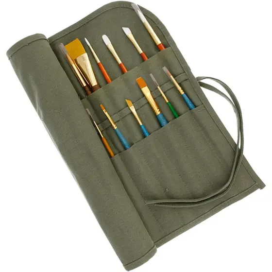 Porta Pincel para Pintura em Tela e Organizador de Armazenamento, Saco de Rolo, Saco de Transporte e Bolso de 24 Fendas, Proteja o Pincel Acrílico para Pintura a Óleo Pincel de Aquarela, Loja de Lápis, Caneta, Ferramentas