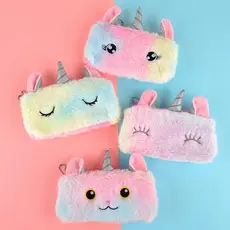Kawaii Bonito Unicórnio Bolsa De Pelúcia Lápis Caso Saco Pingente Moeda Carteira Material Escolar Presente