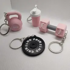 Kit 4 Chaveiros Academia Fitness: Haltere, Kettlebell, Anilhas e Shakeira