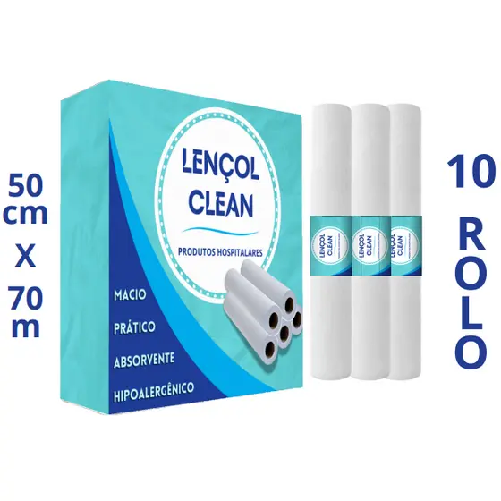 Kit 10 Lençol Descartavel Papel Hospitalar Maca 70x50 Cx 10 Rolos