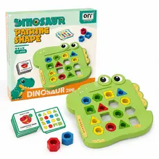 Brinquedo Educativo Dinossauro Encaixe Formas Montessori com Cartas de Desafio Jogo Infantil