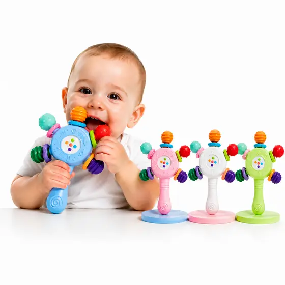 Mordedor e Chocalho para Bebê Colorido Brinquedo Sensorial Infantil