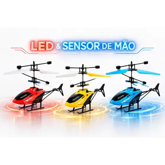 Brinquedo Helicóptero Voador Sensor Infantil Mini Drone Recarregável com Luz de LED e USB Aeronave