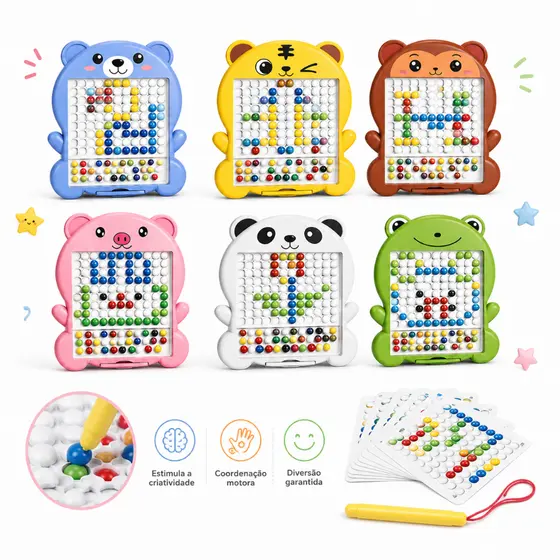 Lousa Mágica Prancheta Magnética para Crianças Brinquedo Educativo com Cartelas de Desenho Criativos