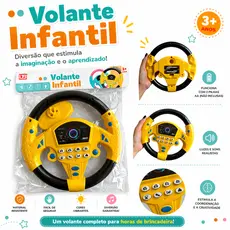 Volante de Brinquedo Interativo Musical com Ventosa Simulação de Dirigir para Crianças