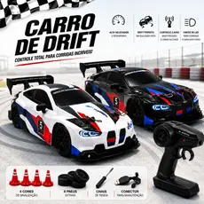 Carro Controle Remoto BMW GTR Drift Profissional de Corrida Turbo Com Acessórios - ENOZE