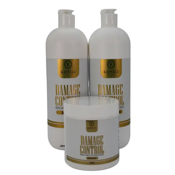 Kit Profissional Salão Damage Control Kapelli Shampoo + Condicionador + Máscara Tratamento para Cabelos Danificados