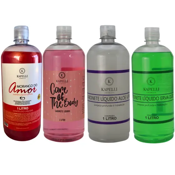 4 Sabonetes Liquido Kapelli 1 Litro