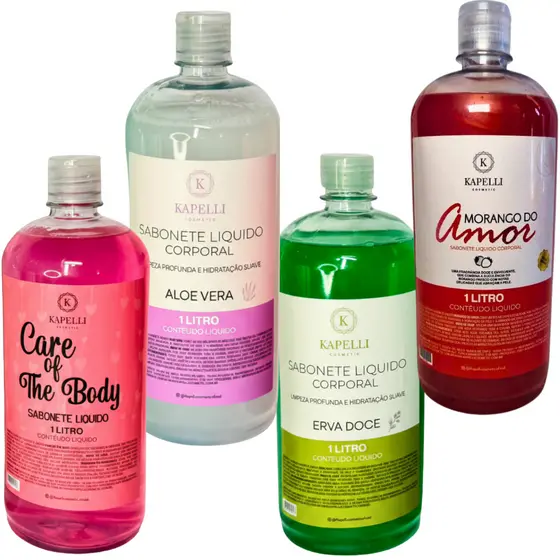 Kit 4 Unidades Sabonete Líquido 1L Kapelli Uso Profissional Higiene e Limpeza