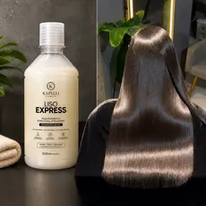 Progressiva de Chuveiro em Gel Liso Express Kapelli 500ml, Brilho Espelhado, Afro Anti Frizz, Alisamento Profissional