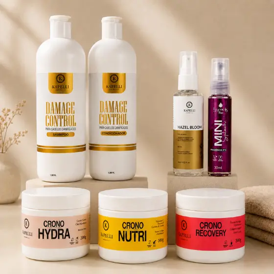 Combo Profissional Cabelos Danificados 7x1 - Shampoo, condicionador, Óleo reparador, Cronograma capilar e body splash!