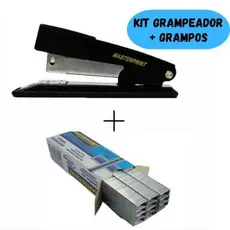 Kit Grampeador Metal + 5.000 Grampos 26/6 Galvanizados Escolar Escritório MASTERPRINT