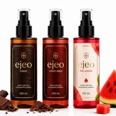 Body Splash Kit 3 Perfume Feminino 200ml ejeo choc, ejeo choc high, ejeo melancia Refrescante