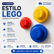Kit 3 Ganchos de Parede Estilo Blocos – Cabideiro Infantil Decorativo