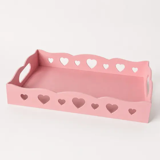 Bandeja Organizadora MDF Rosa 35x23x5cm Para Café Maquiagem Perfume