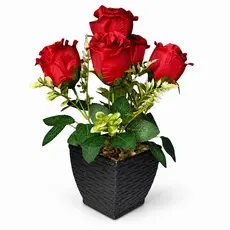 Vaso De Rosas Artificiais 30cm Decorativo Cores Vermelho Lilás Azul Rosa Claro