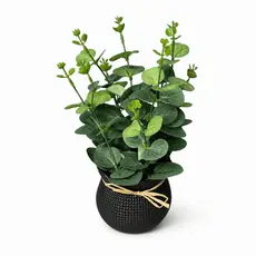 Folhagem Artificial Eucalipto Vaso Preto Decorativo Para Sala Quarto Escritório Mesa Prateleira Lar