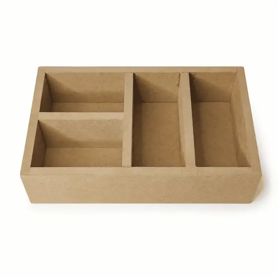 Porta-Sachês MDF Cru 24x14,1cm com Divisórias para Mesa e Balcão