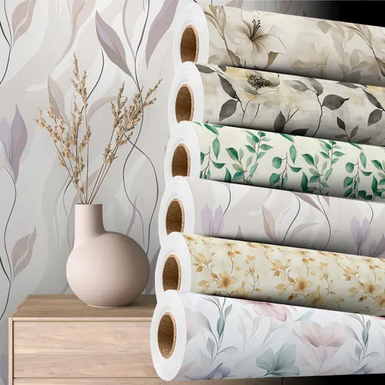 Papel de Parede Floral Autocolante Vinilico Lavável Diversos Modelos 5 Metros
