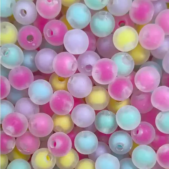Miçanga Bola Fosca com Meio Colorido 8mm - Kit com 100 Unidades