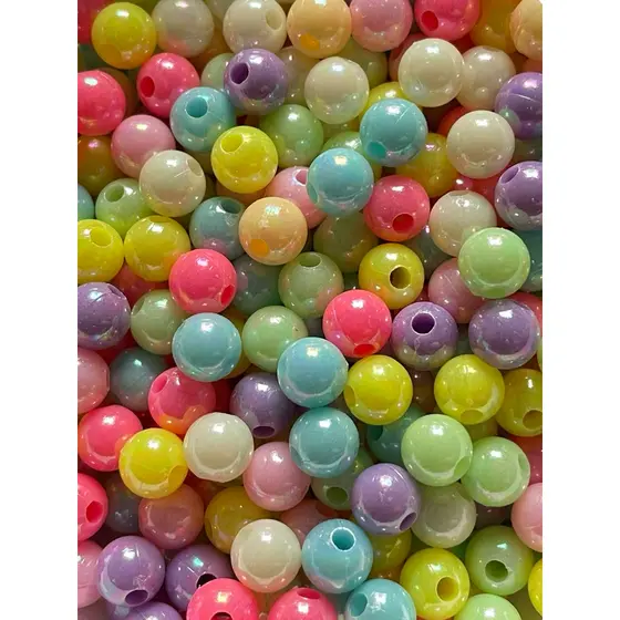 Miçanga 8mm Leitosa Irisada Artesanato 100 Unidades