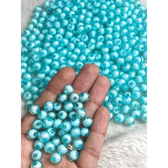Miçanga Bola Sextavada 8mm - 100 Unidades - Translúcida para Artesanato