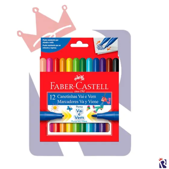 CANETA HIDROGRÁFICA VAI E VEM 12 CORES - FABER CASTELL