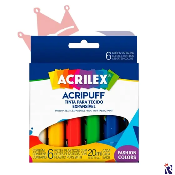 TINTA DE TECIDO EXPANSÍVEL ACRIPUFF 6 CORES - ACRILEX