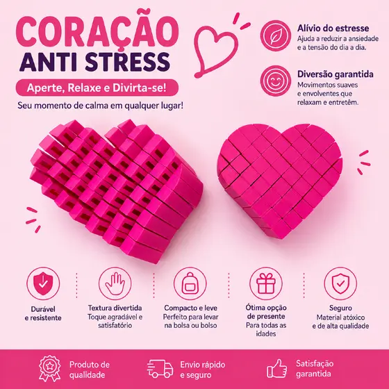 Brinquedo Anti Estresse Coração Articulado Fidget Toy Sensorial para Ansiedade