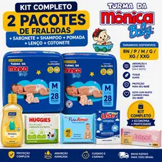 Kit 2 Pacote Fralda Infantil + Shampoo Baby + Pomada + Sabonete + Cotonete + 2 Pacotes Lenço Umedecido