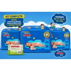 Kit 3 pacotes fralda Turma da Mônica Baby - RN/P/M/G/XG/XXG