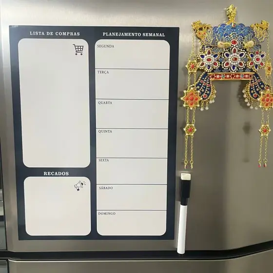Planner Semanal Mensal Magnetico Ima De Geladeira Com Caneta