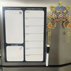Planner Semanal Mensal Magnetico Ima De Geladeira Com Caneta