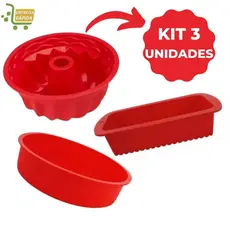 Kit 3 Formas Silicone De Pão Bolo Pudim Assadeira Airfryer Forno