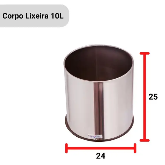 Lixeira Inox Sem Tampa Cesto De Lixo 10 Litros - Lixeira Para Banheiro