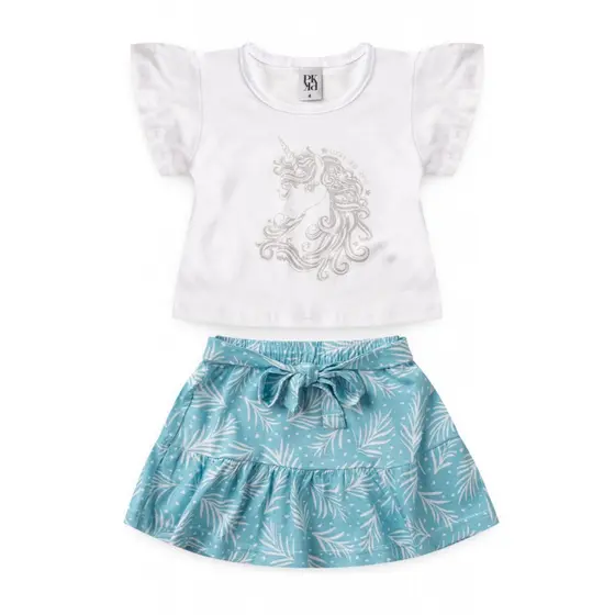 Conjunto Feminino Infantil Verão Lucky And Shine! Branco