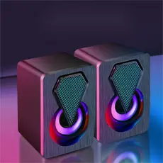 Caixa de som Pc Gamer Com Luz RGB Estéreo 2.0 Para Computador Notebook