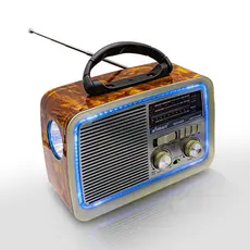 Rádio Retro Vintage Bluetooth Recarregável RGB Caixa De Som Am Fm Usb Aux Sd Xtrad XDG-3009