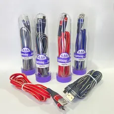 Cabo Carregador Celular Turbo 2 Metros Reforçado V8 x USB 4.8A 2 Metros Tubo com Adaptador V8-Tipo-C