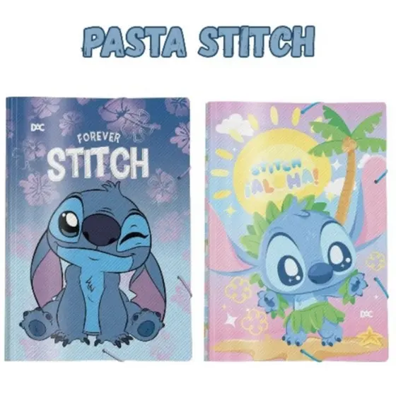 Pasta Escolar Stitch  Aba Elástica Dac / Material Escolar / Papelaria