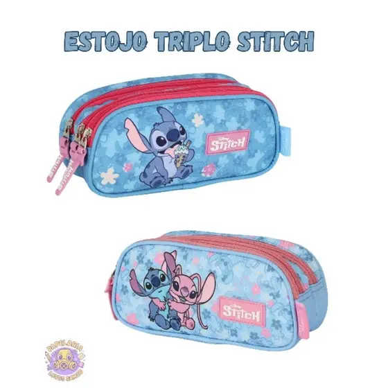 Estojo Triplo Grande Stitch E Angel Disney Up4you / Estojo Escolar Stitch / Papelaria / Material Escolar