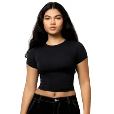 Baby Tee Feminina Blusa Básica Manga Curta Slim Fit Camiseta Baby Look Várias Cores