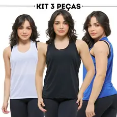 Kit 3 regata feminina dry fit blusa academia fitness corrida treino musculação