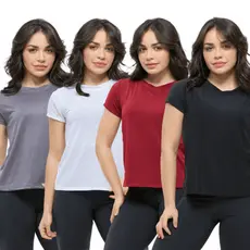 Kit 4 Camiseta Academia Feminina Blusa Dry Fit Treino Fitness