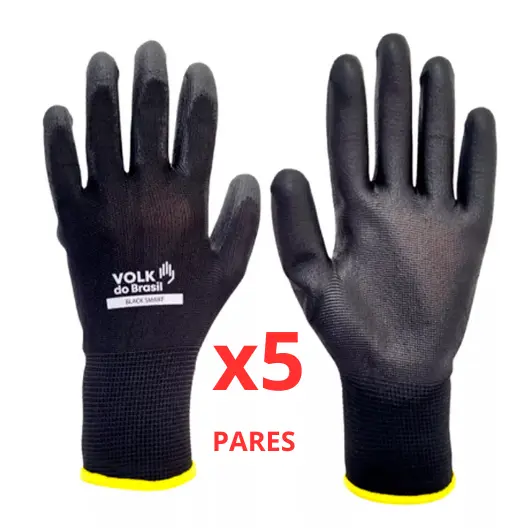 Kit 5 Luva Tatil Multitato Luva PU Volk Pedreiro Marceneiro Mecanico CA 30916