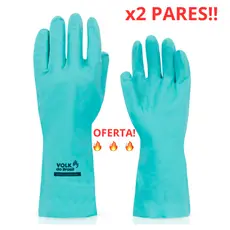 Kit 2 Luva Nitrílica Verde Volk CA 40570 Com Forro Cozinha Limpeza Anti-alérgica Proteção Quimica